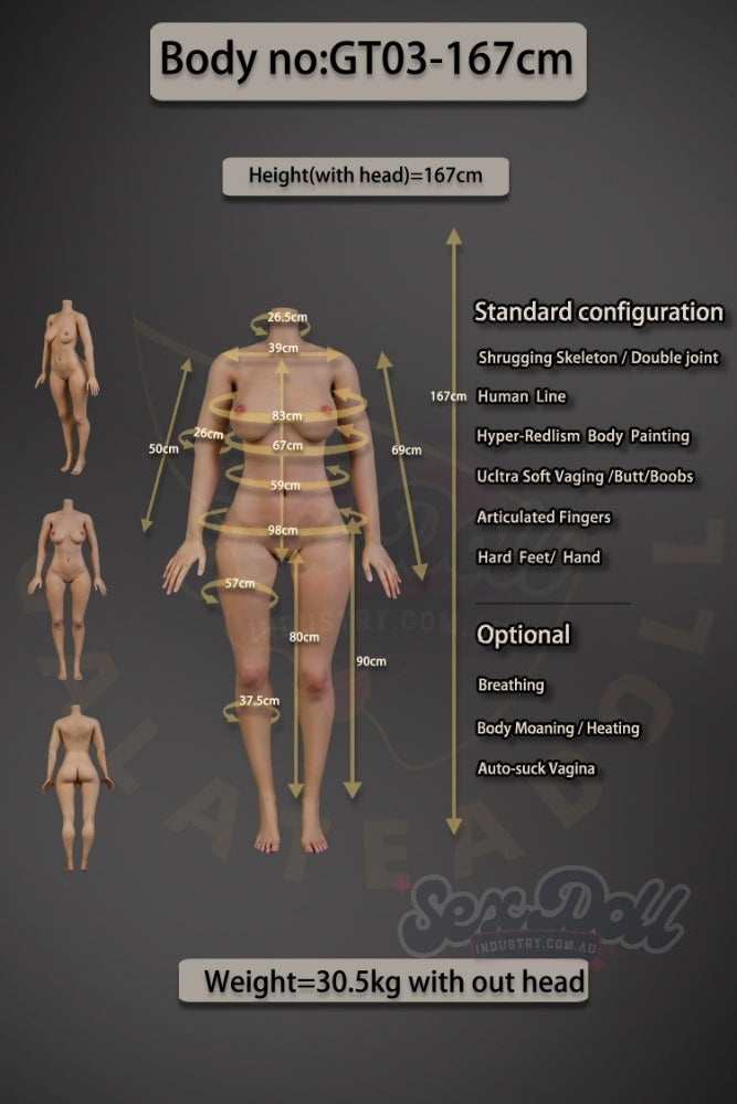 Avery - 167cm Full Silicone Realistic Skin with ROS - Galatea Doll