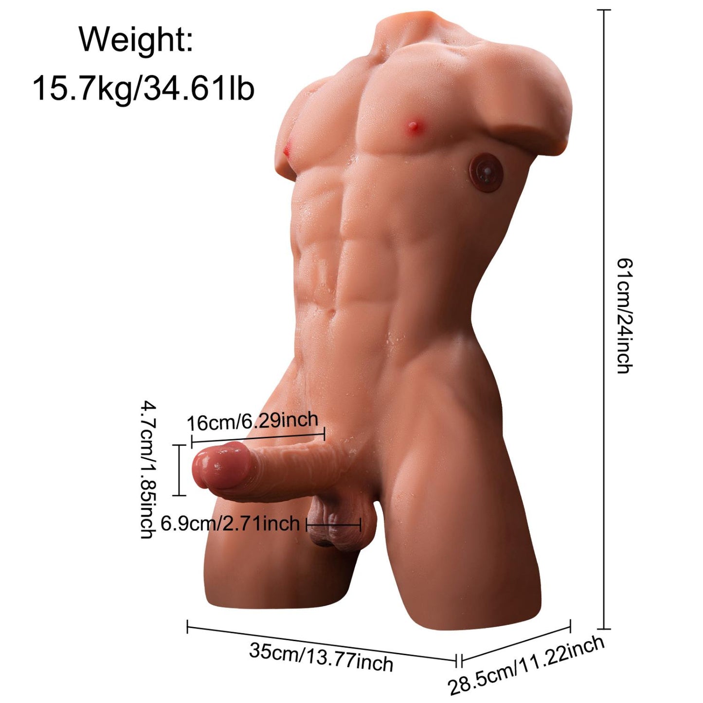 Henry - 61cm Male Sex Doll Torso with Auto Thrusting and Vibrating Penis - Xise Doll