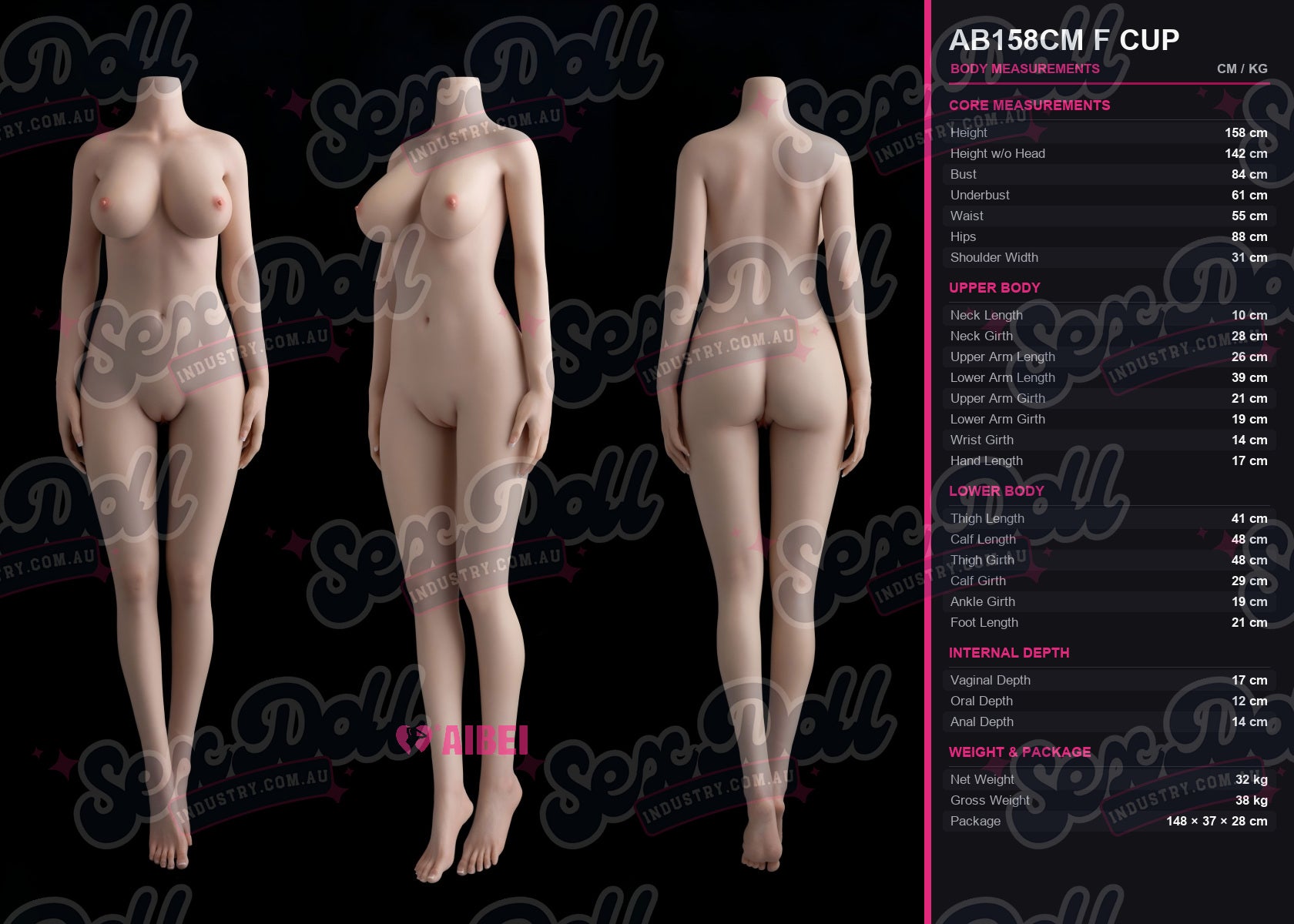AIBEI 158cm F Cup Body Measurements