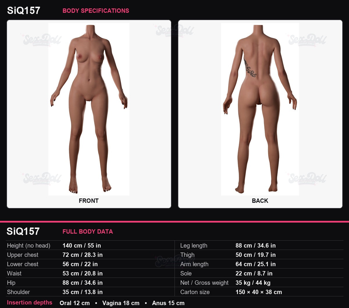SiQ157 silicone body specifications